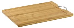 12 Wholesale Home Basics 12" x 16" Bamboo Cutting Board with Juice Groove and Stainless Steel Handle