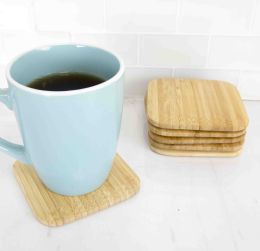 12 Wholesale Home Basics 4" Bamboo Coaster Set, (pack Of 6), Natural