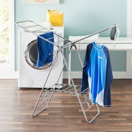 4 Wholesale Home Basics Folding and Collapsible Indoor and Outdoors Clothes Drying Rack, Silver