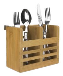 12 Wholesale Home Basics Bamboo Utensil Holder And FasT-Drying Rack With BuilT-In Hooks, Natural