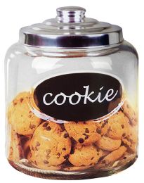 8 Wholesale Home Basics Large Glass Cookie Jar with Metal Top