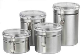 6 Wholesale Home Basics 4 Piece Stainless Steel Canister Set