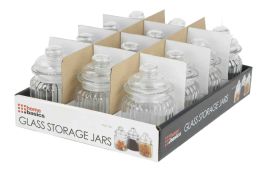 48 Wholesale Home Basics Multi-Purpose 8 oz. Rippled Glass Mini Pantry Storage Jar with Dome Lid, Clear
