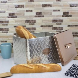 4 Wholesale Home Basics Arbor Collection Tin Bread Box, Silver