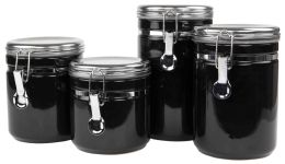2 Wholesale Home Basics 4 Piece Canister Set with Stainless Steel Tops