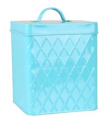 12 Wholesale Home Basics Trellis Collection Small Tin Canister, Turquoise