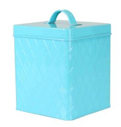 8 Wholesale Home Basics Large Tin Canister, Turquoise