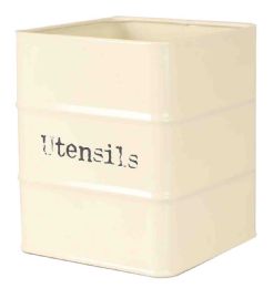 12 Wholesale Home Basics Tin Utensil Holder, Ivory