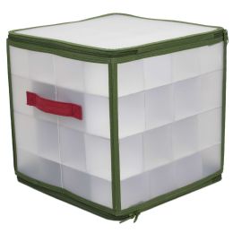 12 Wholesale Home Basics Zippered 64 Ornament Storage Box, Clear/green