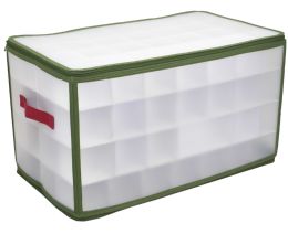 12 Wholesale Home Basics Zippered 112 Ornament Storage Box, Clear/green