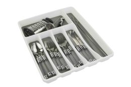 12 Wholesale Home Basics Large Cutlery Tray with Rubber Lined Compartments, White