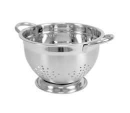 12 Wholesale Home Basics 3 Qt Deep Colander With High Stability Base And Open Handles, Silver