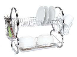 6 Wholesale Home Basics 2-Tier Chrome Dish Drainer