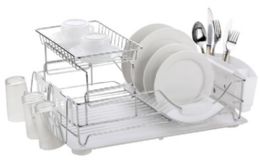 6 Wholesale Home Basics Chrome Plated Steel 2 Tier Deluxe Dish Drainer