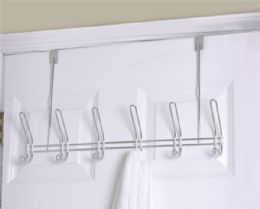 8 Wholesale Home Basics 6 Dual Hook Over The Door Chrome Plated Steel Hanging Rack
