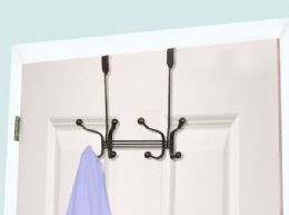 12 Wholesale Home Basics 4 Dual Hook Over The Door Hanging Rack, Bronze