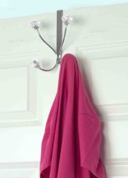 12 Wholesale Home Basics Over The Door Double Hanging Hook With Crystal Knobs
