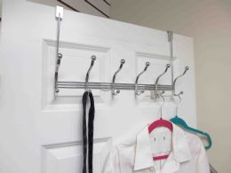 12 Wholesale Home Basics 6 Hook OveR-ThE-Door TrI-Bar Hanging Rack