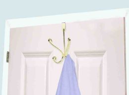 8 Wholesale Home Basics Over The Door Double Hanging Hook, Gold