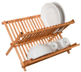 6 Wholesale Home Basics Rustic Collection Pine Folding Dish Rack