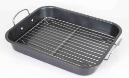 6 Wholesale Home Basics Roast Pan with Grill Rack, Grey