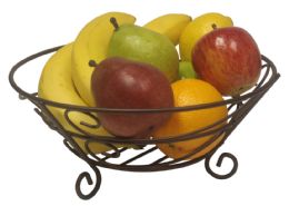 12 Wholesale Home Basics Scroll Collection Steel Fruit Basket, Bronze