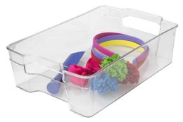 12 Wholesale Home Basics MultI-Purpose Plastic Fridge Bin, Clear