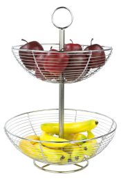 8 Wholesale Home Basics 2 Tier Chrome Plated Steel Fruit Basket With Handle
