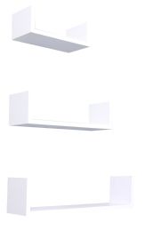 6 Pieces Home Basics Floating Shelf, (Set of 3), White - Home Accessories