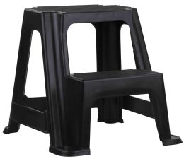 6 Pieces Home Basics 2 Step Plastic Stool with Non-Slip Step Treads, Black - Home Accessories