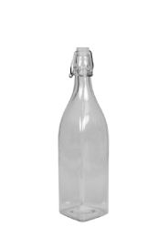 12 Wholesale Home Basics 1 Lt Air-Tight Flip Top Glass Bottle, Clear