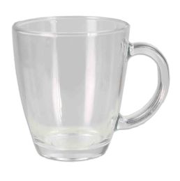 36 Wholesale Home Basics Tapered Glass Mug with Thick Handle, Clear