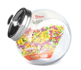 12 Wholesale Home Basics Medium 57.48 oz. Round Glass Medium Candy Storage Jar with Stainless Steel Top, Clear