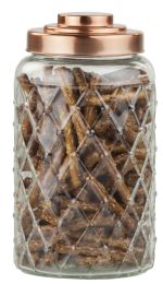 6 Wholesale Home Basics Medium Textured Glass Jar With Gleaming AiR-Tight Copper Top