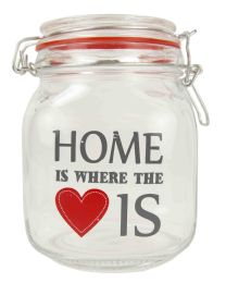 12 Wholesale Home Basics Home is Where the Heart Is 34 oz. Glass Jar