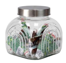 6 Wholesale Home Basics Heritage 2.5 Lt Glass Jar With Silver Lid