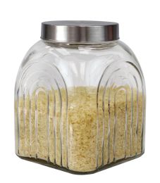 6 Pieces Home Basics Heritage 3.5 Lt Glass Jar With Silver Lid - Glassware