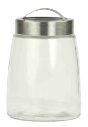 12 Wholesale Home Basics 44 Oz. Glass Jar With Brushed Stainless Steel Handle And AiR-Tight Lid