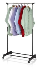 6 Pieces Home Basics Single Rail Adjustable Rolling Garment And Wardrobe Organizing Rack, Black - Storage & Organization