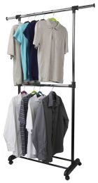 6 Wholesale Home Basics 2 Tier Expandable Garment Rack, Black