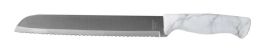 24 Wholesale Home Basics Marble Collection 8" Bread Knife, White