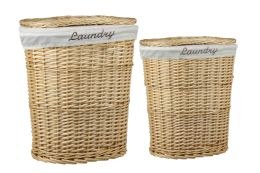 Wholesale Home Basics 2 Piece Wicker Hamper With Removeable Liner, Natural
