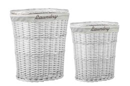 Wholesale Home Basics  2 Piece  Wicker Hamper With Liner, White