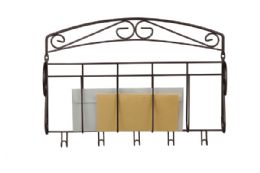 12 Wholesale Home Basics Scroll Collection Steel Letter Rack With Key Hooks, Bronze