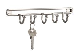 12 Wholesale Home Basics Simplicity Collection 5 Hook Key Organizer, Satin Nickel