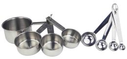 24 Wholesale Home Basics 8 Piece Stainless Steel Measuring Cup Set
