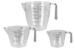 12 Wholesale Home Basics 3 Piece Measuring Cup With Rubber Grip