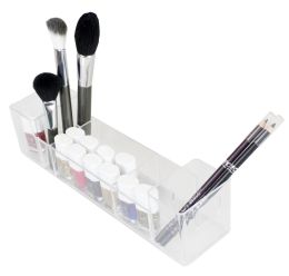 12 Pieces Home Basics Wide Cosmetic Organizer, Clear - Bathroom Accessories