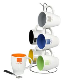6 Pieces Home Basics 6 Piece Mug Set with Stand - Coffee Mugs