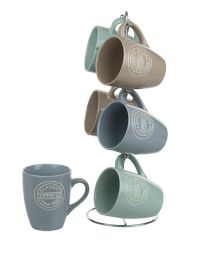 6 Wholesale Home Basics Classic Coffee 6 Piece Mug Set With Stand